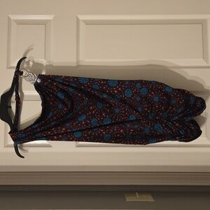 Stylish one strap Dress with Blue and Red Pattern